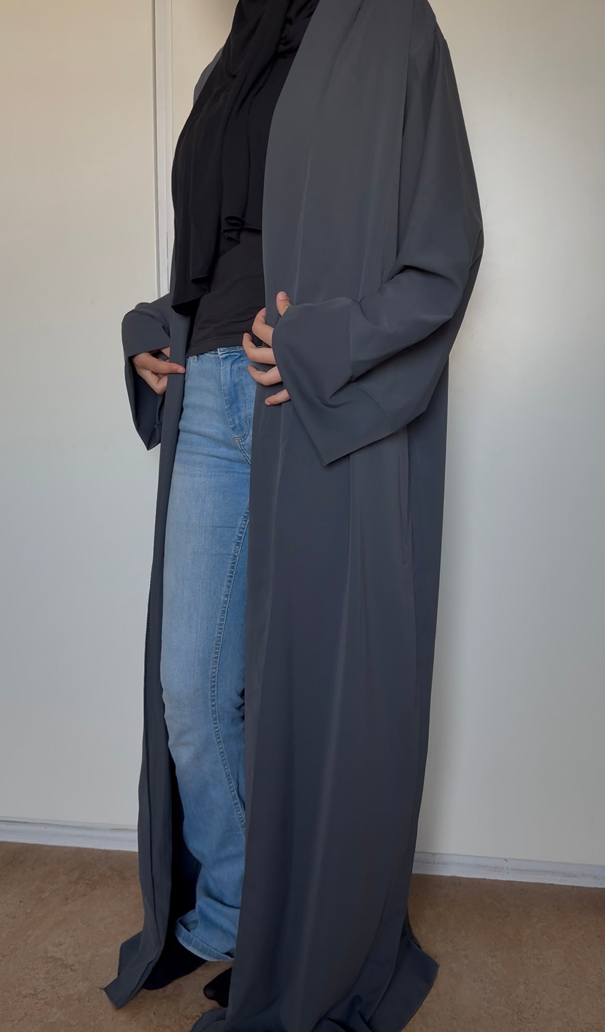 Grey Open Abaya
