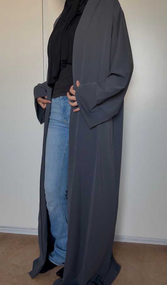 Grey Open Abaya